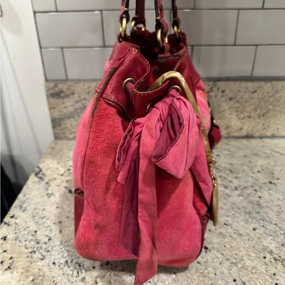 RARE Y2K VINTAGE Juicy Couture Pink Tote Bag velour - Picture 2 of 8